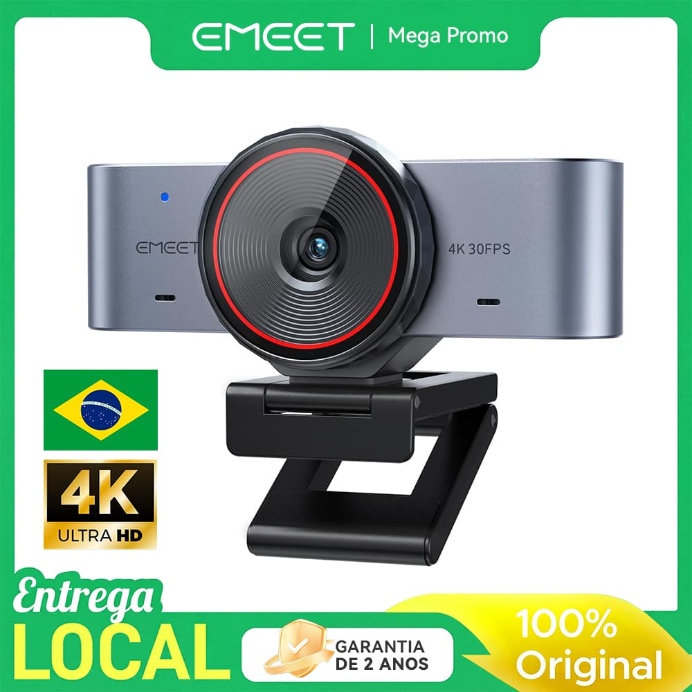 Webcam 4K EMEET C960 Ultra PC e Mac, Sensor 1/1.5", Corpo Metálico, Autofoco 0.2s, 2 Mics, Stream e Reuniões