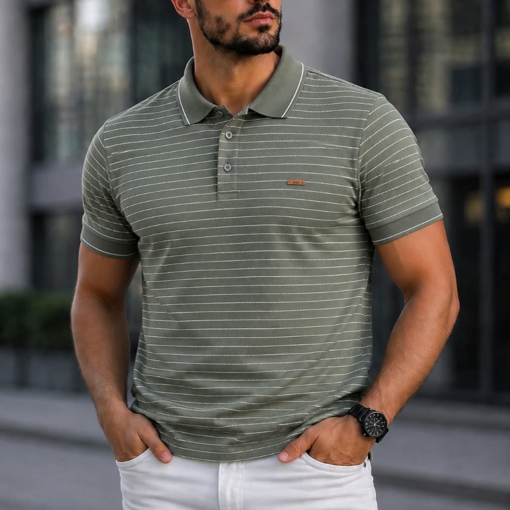 Camisa Camiseta Gola Polo Listrada Masculina Algodão Promoção