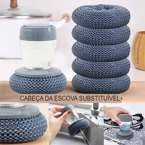 1/2 Pcs Escova de Louça/Panela De Aço com Dispenser Recipiente para Detergente Fogão Cozinha Limpeza Esponja