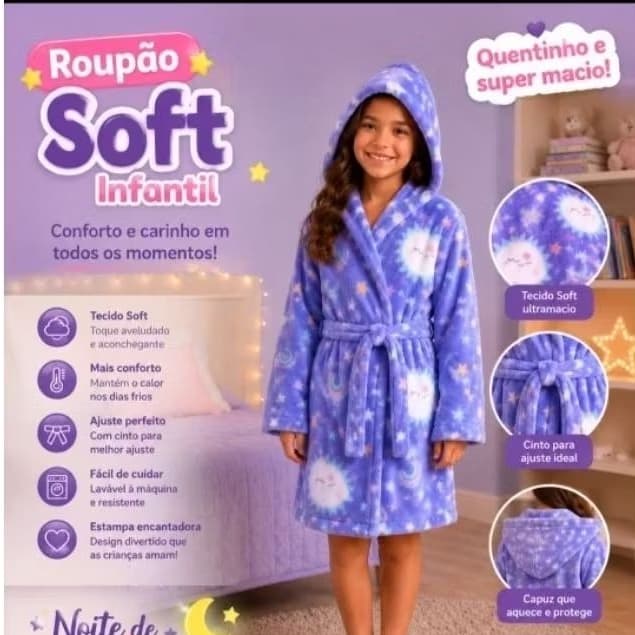 Roupão Mantinha Soft Infantil do Baby ao 14 Macio Quentinho Menina Menino Estampado