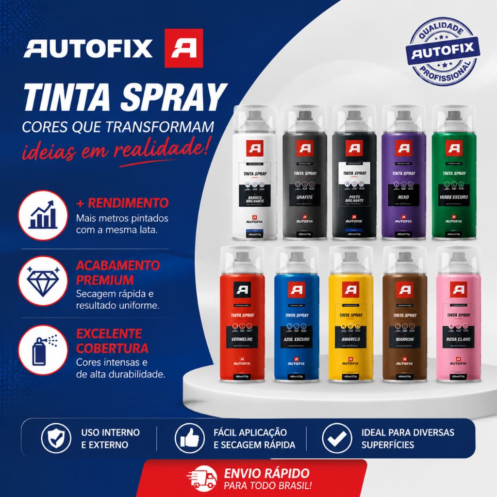 KIT 2 Tinta Spray 400ml Autofix 210g Secagem Rápida Uso geral e Alta Temperatura Monte seu KIT