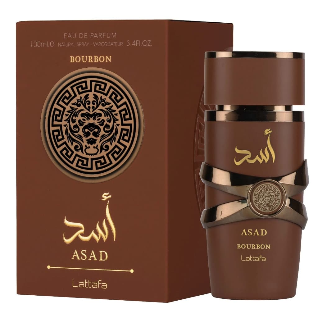Lattafa Asad Bourbon Perfume Arabe Masculino Original Eau de Parfum 100ml Para Encontro Viagem Presente Negócios