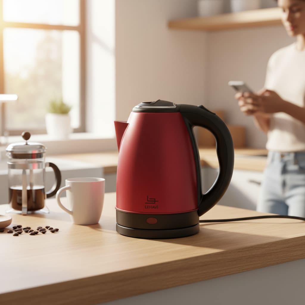 Chaleira Elétrica 1,8 Litros 1000W 127V Desligamento Automático Vermelha Chá Café