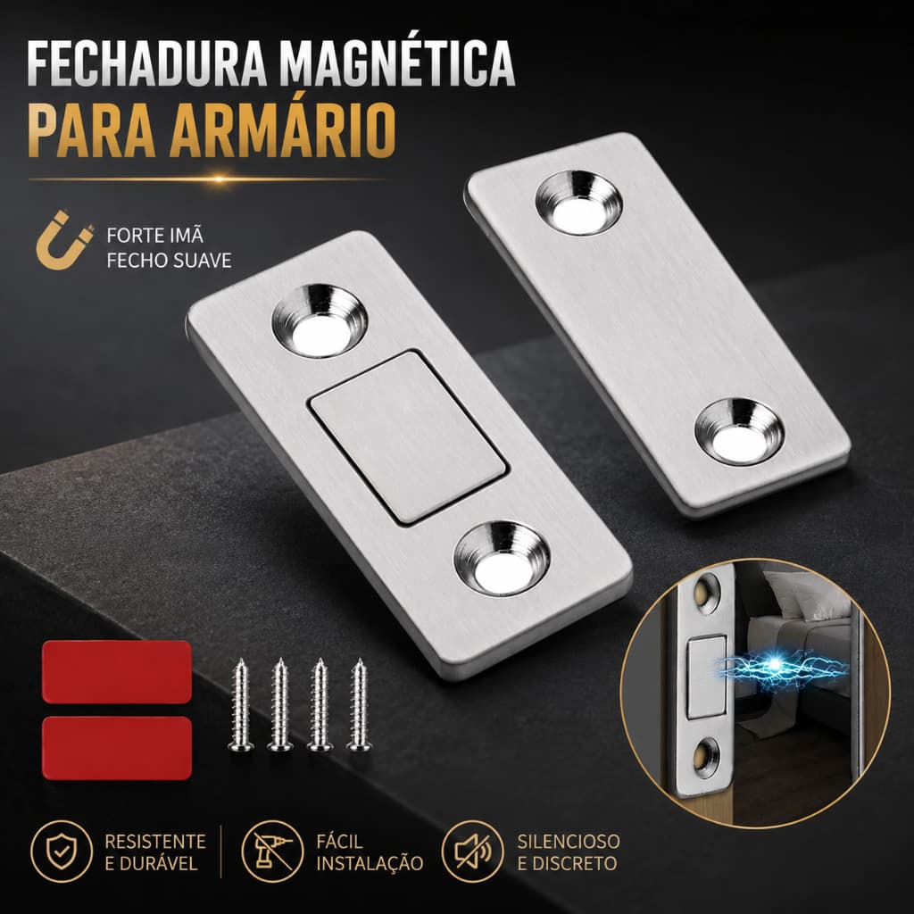 Fecho Magnético Para Armário Porta Ultra Forte Sistema de Fechamento para Móveis e Chaves de Fenda/Philips