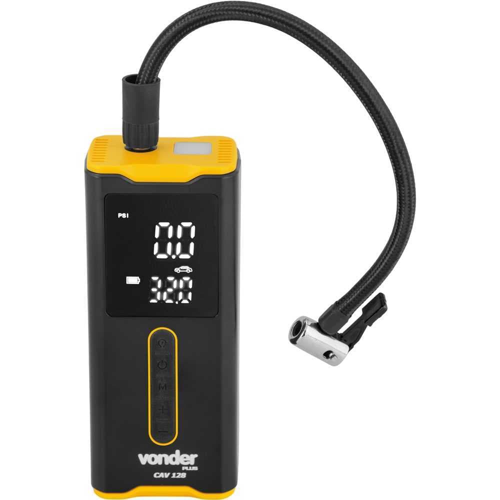 Compressor de Ar Automotivo Portátil Vonder Plus CAV128 Bateria Digital 150 PSI 12V USB