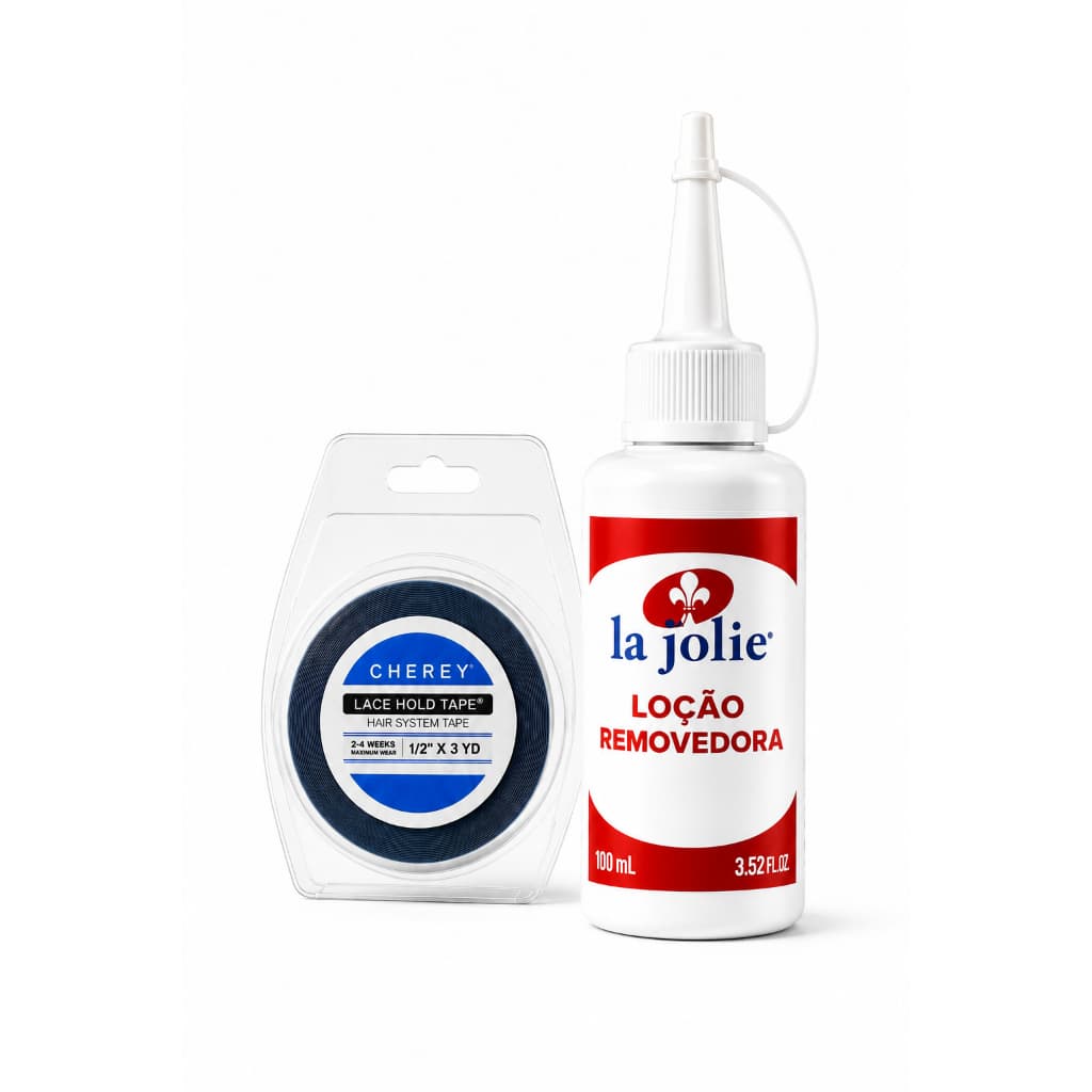 Removedora de Mega Hair de Queratina La Jolie 100ml Loção + Fita Adesiva Azul 3 Metros Lace Prótese Capilar Mega Hair