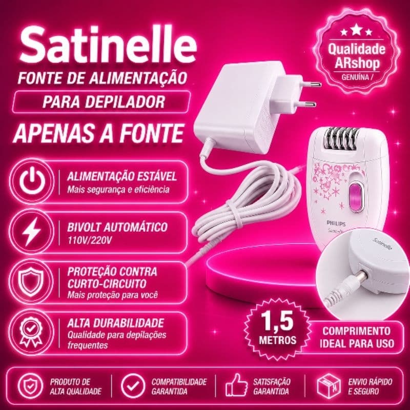 Fonte para Depilador Satinelle Carregador | Fio Longo
