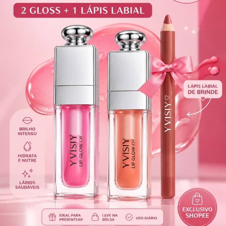 Gloss Labial / Gloss Efeito Espelho / Gloss Hidratante / Lip Oil Glow / Hidratação Intensa / Brilho Labial / Gloss Dior