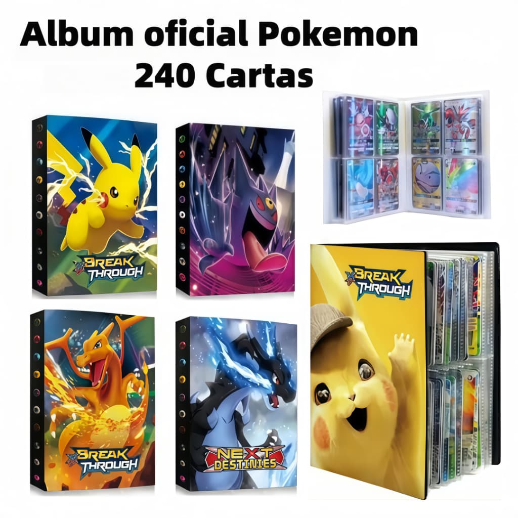 Pokemon Cards Álbum Kid Gift 240 Cartas  Álbum de Fotos Display Binder  Anime Coleção Pasta
