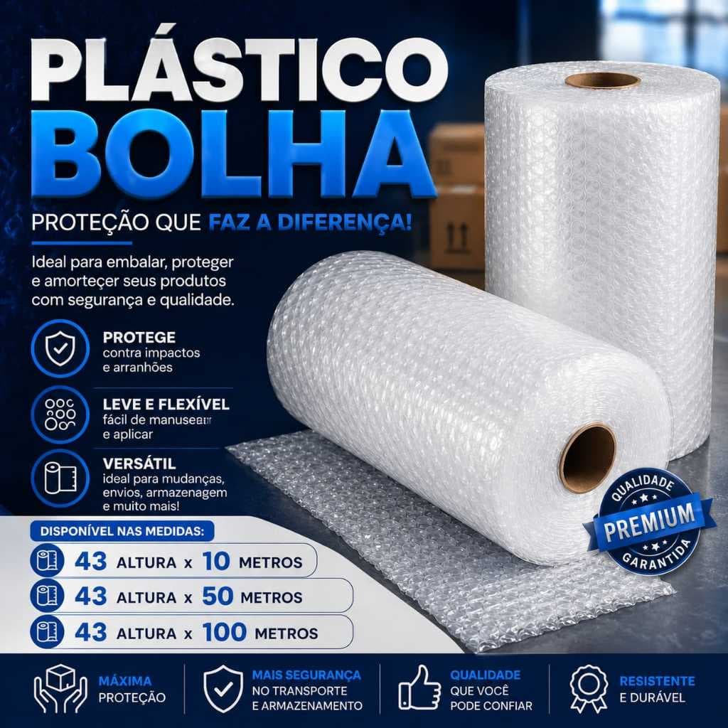 Plástico Bolha 43 altura x 10 metro Bobina Proteção Embalagem Mudança Envio Ecommerce Embalagem Protetora