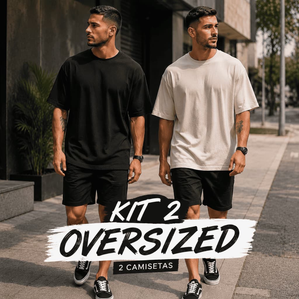 Kit 2 Camiseta Lisa Oversized Unissex Masculina Algodão Treino Streetwear