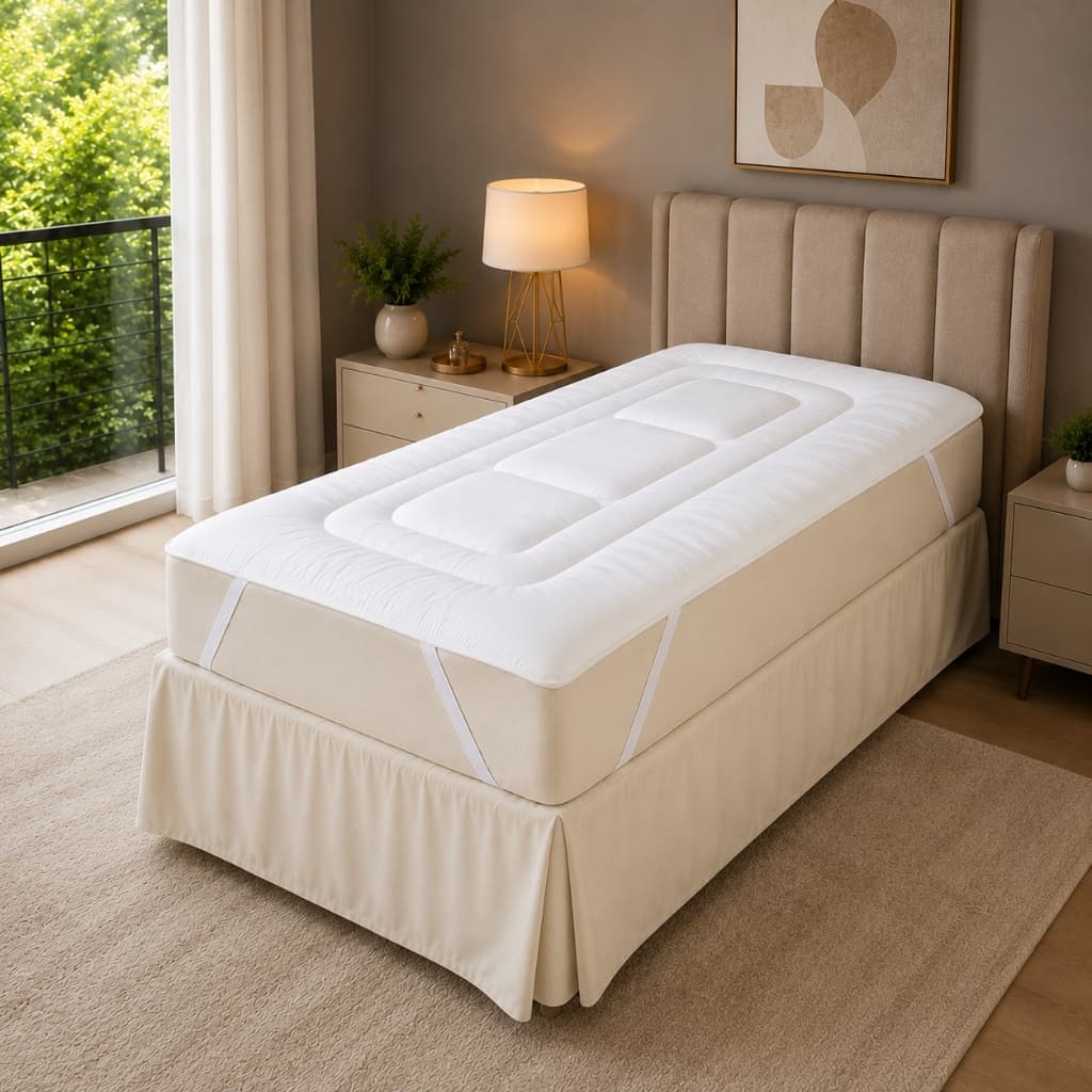 Pillow Top Solteiro Protetor De Colchão Com Elástico MicroPercal 400 Fios Branco