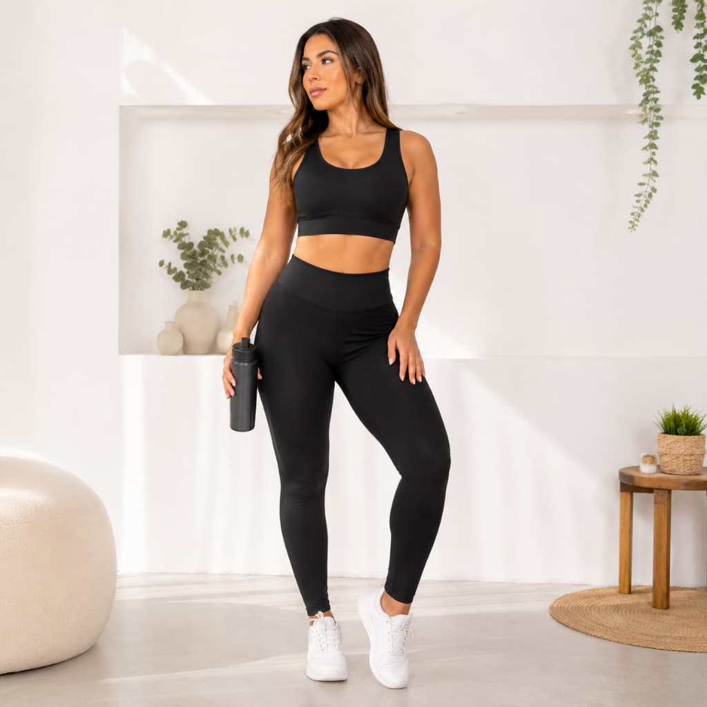 Conjunto Feminino Academia Fitness Cintura Alta Suplex