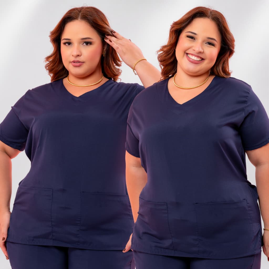 Bata Unissex Plus Size Blusa Avulsa Uniforme Hospitalar Profissional Enfermagem Estetica com Bolsos