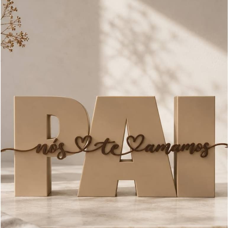 Placa Letreiro Pai Decorativo Pai te amo nós te amamos Presente Dia Dos Pais