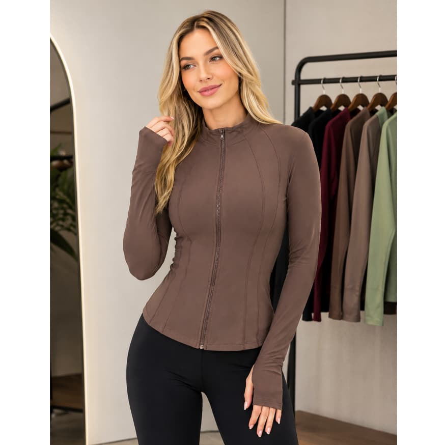 Jaqueta Casaco Feminino Fitness Fresca Respirável Academia Moda Gringa Estilosa Casual Zíper Dedeira