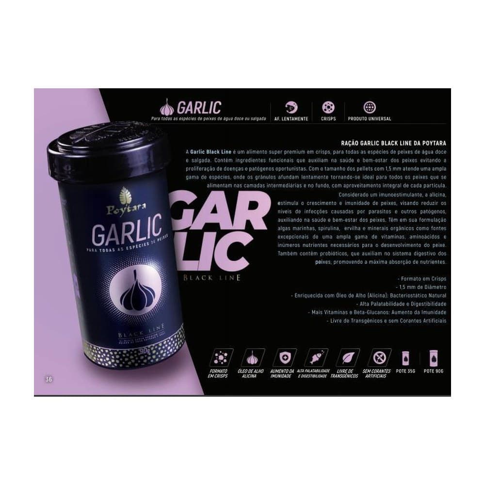 Racao Poytara Black Line Garlic 90g para Peixes
