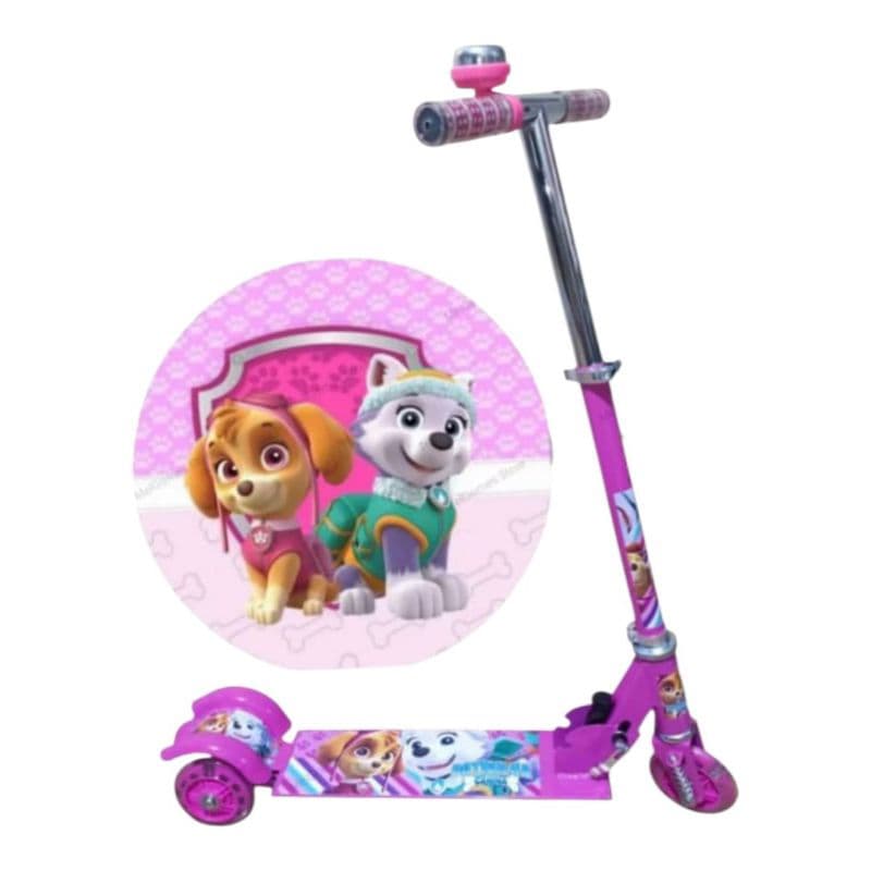 Patinete 🛴Infantil Metal com Buzina 📢 Patrulha canina Rosa 🩷