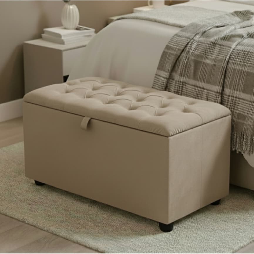 Bau Estofado Capitonê 80cm e 120cm Puff Banco Decorativo Organizador Para Quarto Casal Sala
