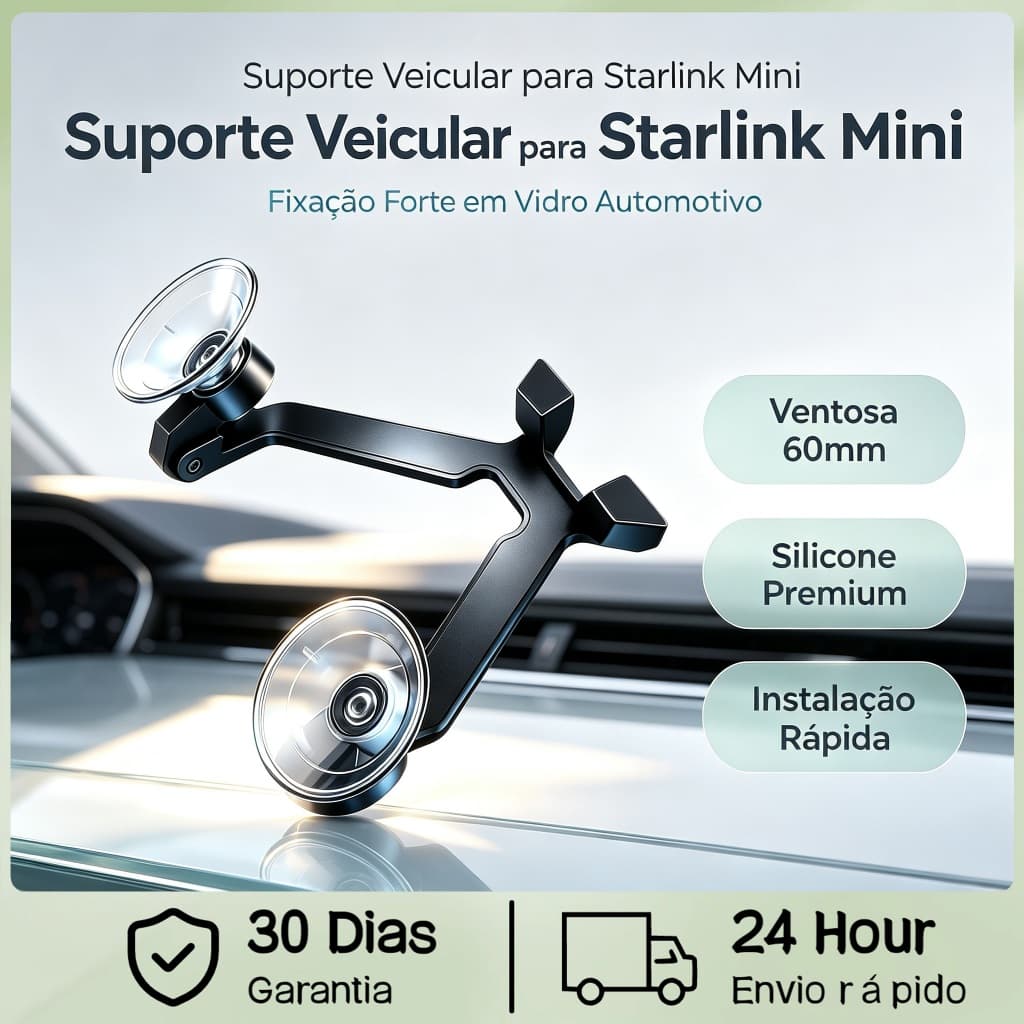 Montagem Do Painel Com Duas Copas De Aspiração Para Starlink Mini Preto Anti-ult
