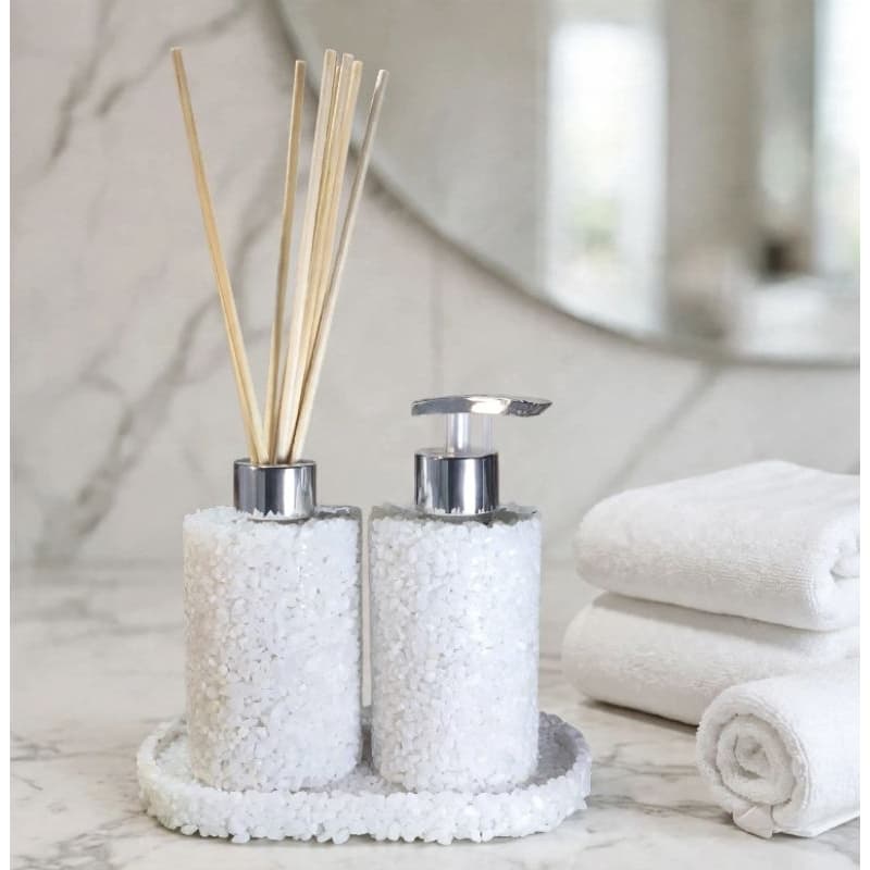 Kit lavabo Luxo em pedras naturais. Branco