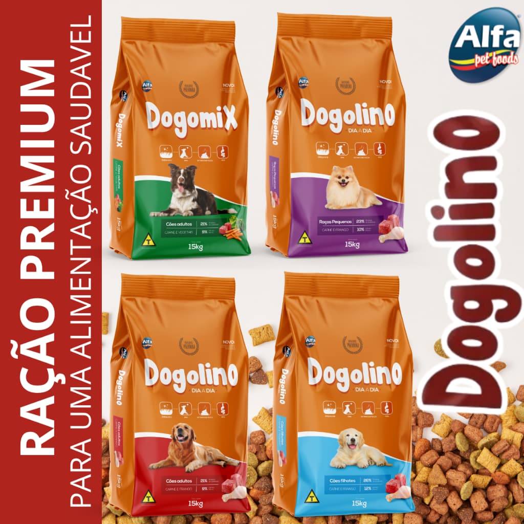 Ração para Cachorro Dogolino 15Kg Premium Alimento Cão Varios Sabores