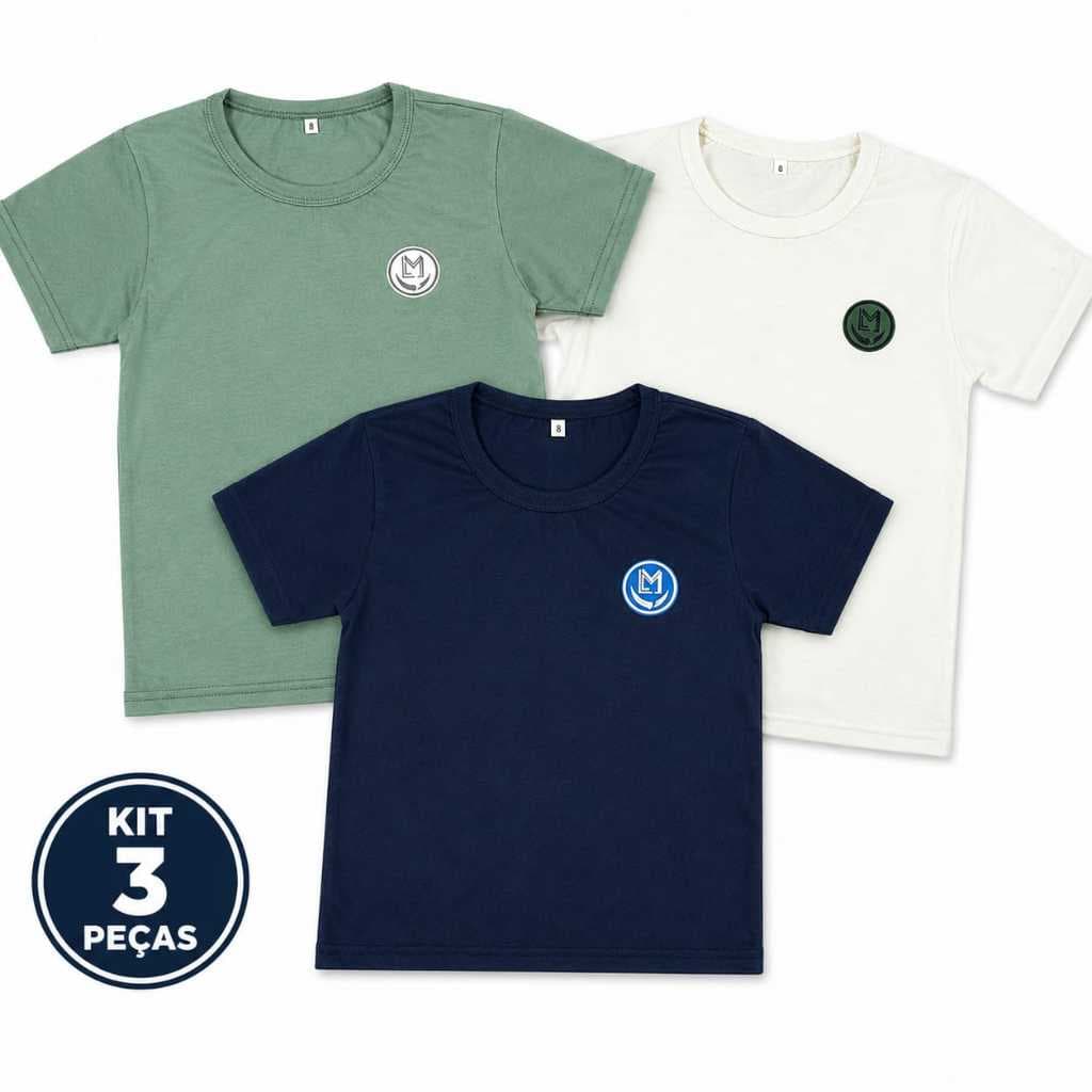 Kit 3 camisas menino infantil/malha 100% algodão
