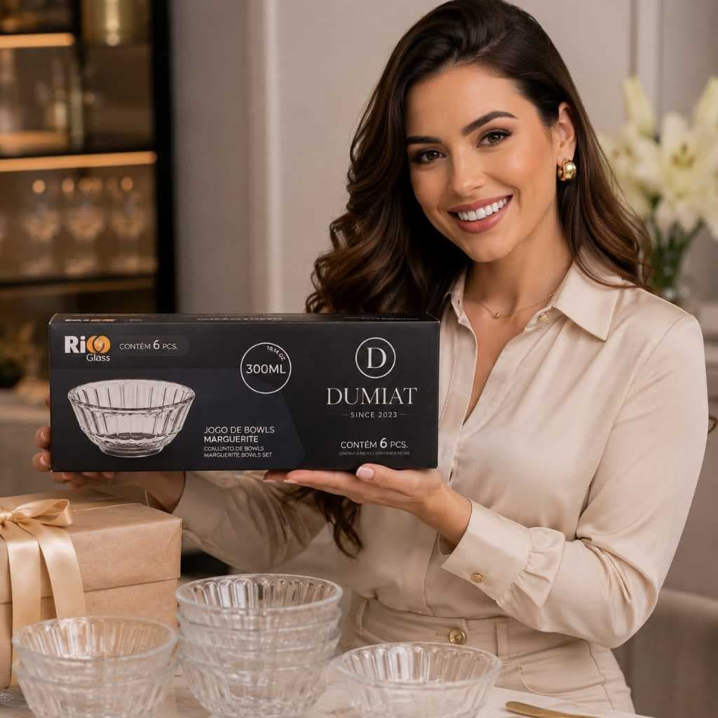 Kit 6 Bowls de Vidro, para Sobremesas e Frutas, Tigelas de Vidro, com 6 Peças | Elegância para sua Mesa, Peças Premium