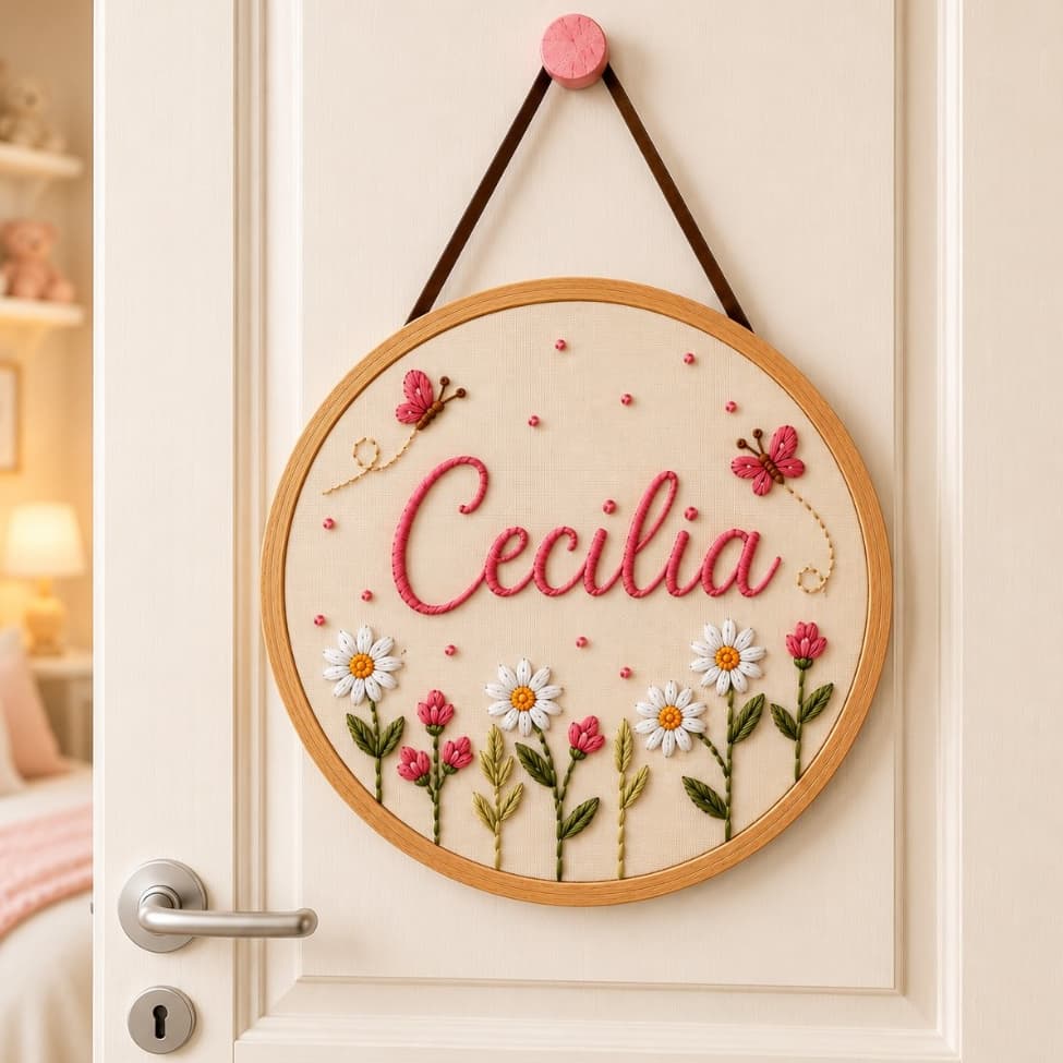 Porta Maternidade Personalizada Nome MDF Floral Enfeite Personalizado Decoração