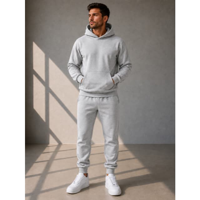 Conjunto Moletom Canguru  Flanelado com capuz e calça Jogger Slim