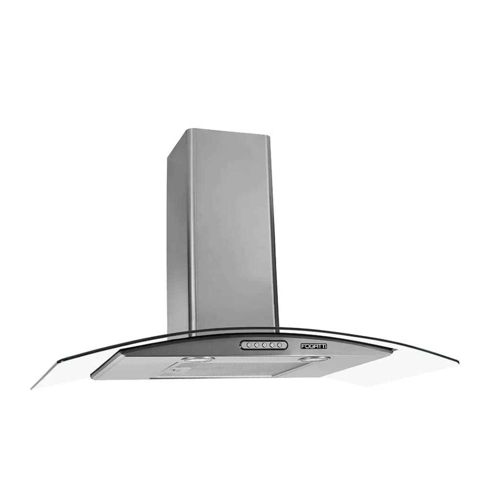 Coifa de Parede Fogatti Vidro Curvo Inox, Duto Slim, Depurador e Exaustor Com 3 Velocidades