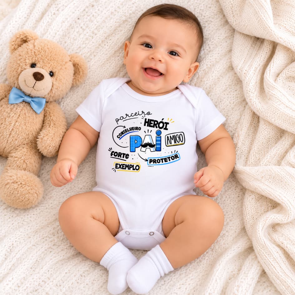 Body Bebê Dia dos Pais papai conselheiro Branco Estampado Presente Dia dos Pais Infantil