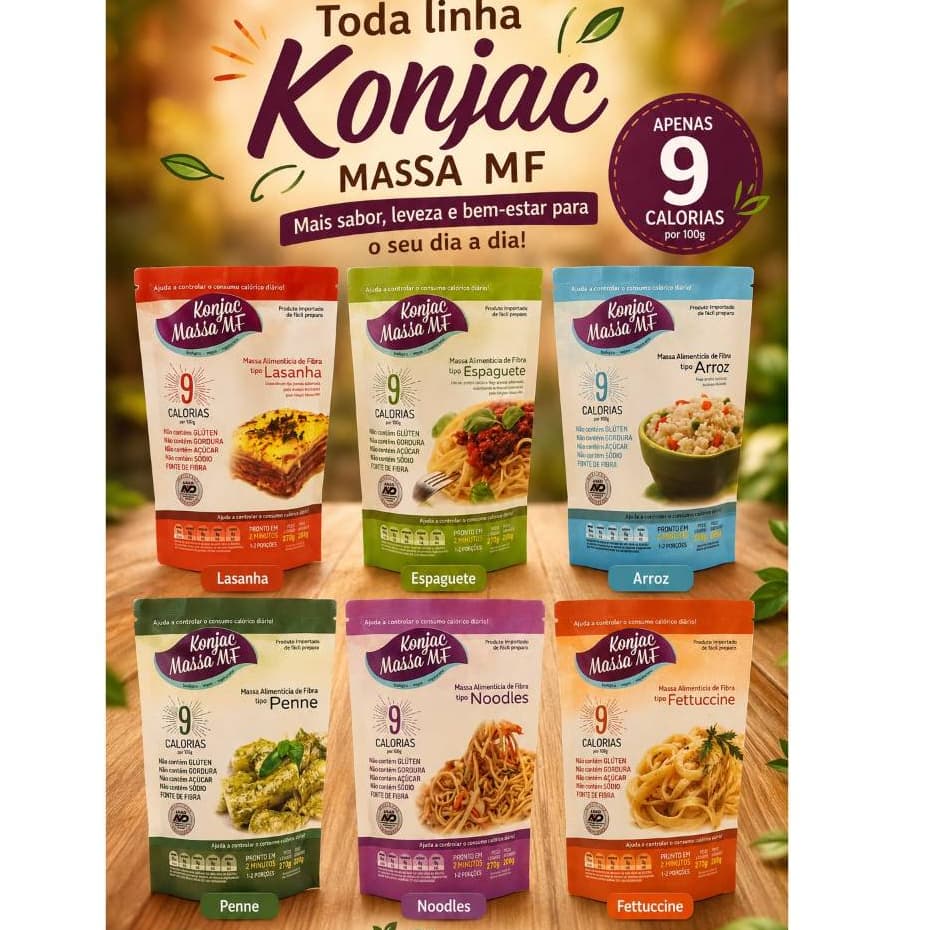 Kit 3 Konjac Macarrão 270g Sem Glúten, Açúcar, Gordura P/ Dieta Emagrecimento Fonte de Fibra Natural
