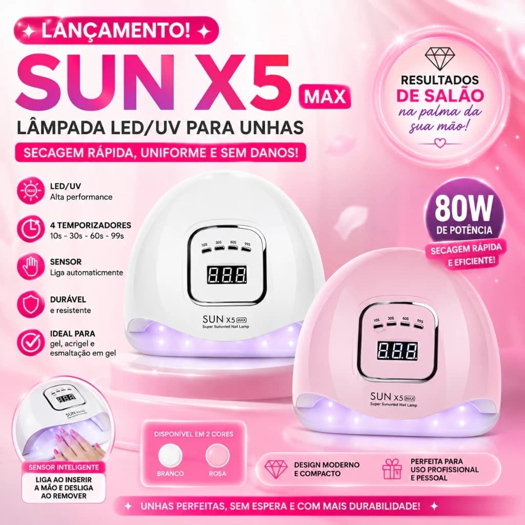 CABINE SUN X5 MAX – 128W PROFISSIONAL PARA UNHAS DE GEL