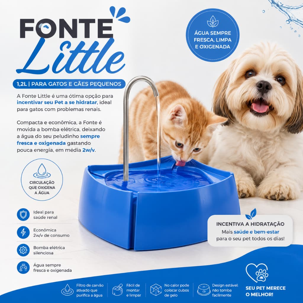 Fonte Little 1 Litro Bebedouro Cachorro Bebedouro Gato Fonte Bebedouro Para Cachorro