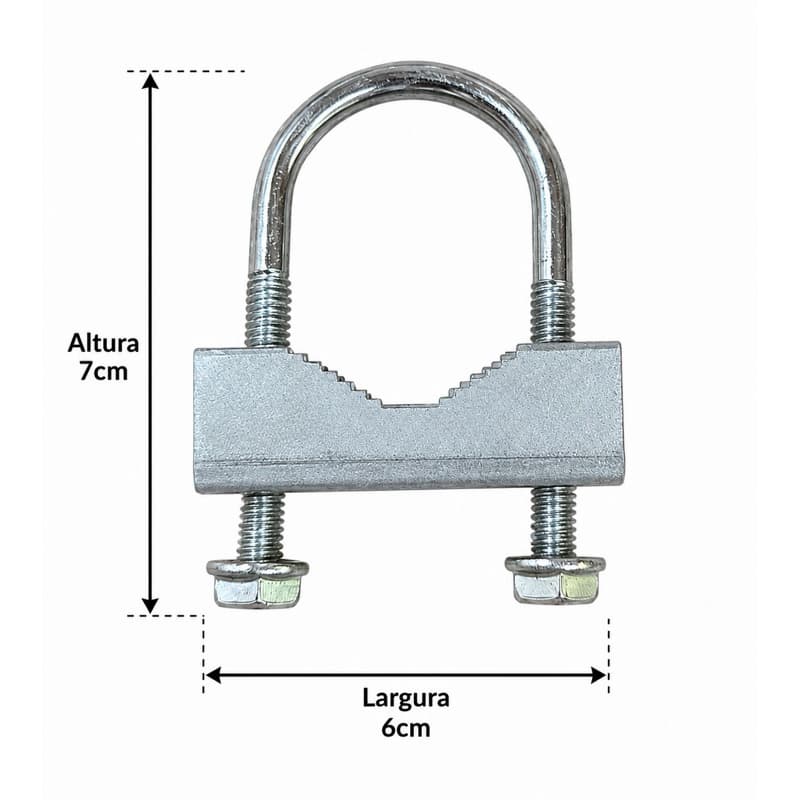 Abraçadeira em U Galvanizada 7x6 cm – Alta Resistência para Fixação de Antenas e Tubos