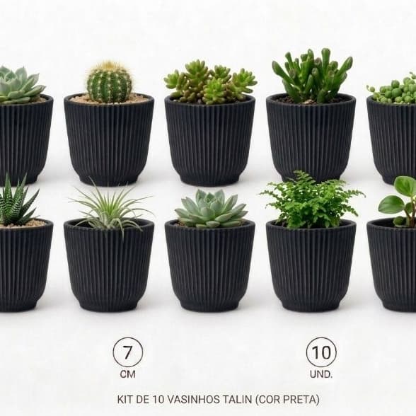 Kit 10 Vasos Talim N7 Pequeno para Suculentas Cactos Mudas Decorativo Colorido Jardim Casa