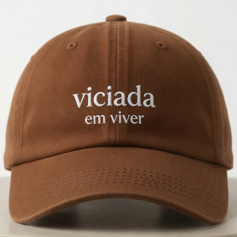 Boné Baseball feminino Marrom Viciada em Viver Aba Curva | Estilo Minimalista | Confortável Ajustável