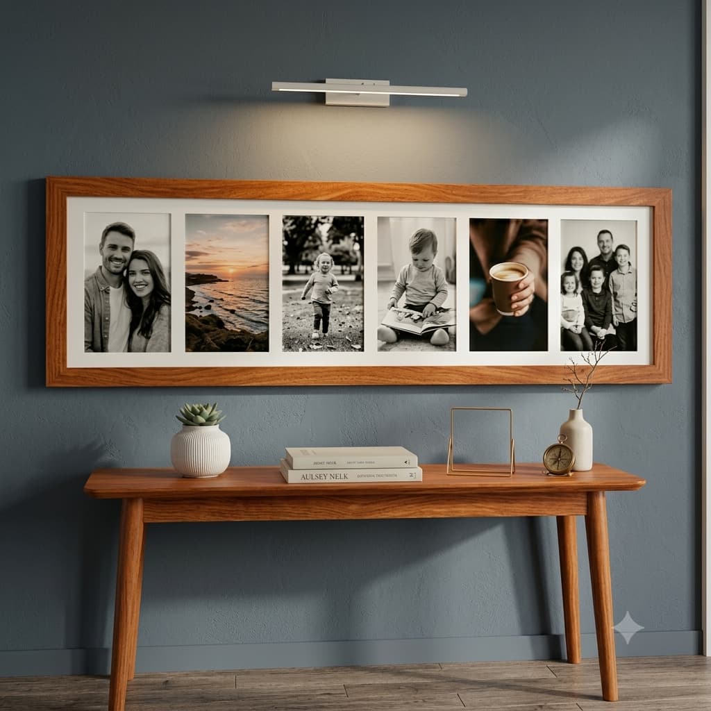 Quadro Painel Multifotos paspatur 6 Fotos 10x15 cm com vidro acrílico decoração elegante
