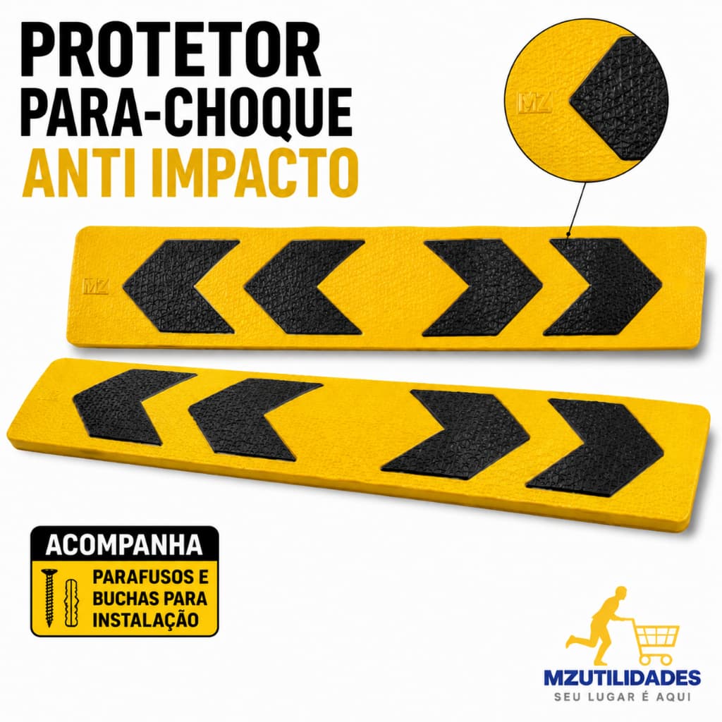 Protetor Para-Choque Anti Impacto Garagem Parede Borracha Estacionamento com Parafusos