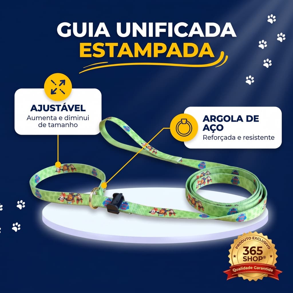 Guia Coleira Unificada para Adestramento de Cães Reforçada Resistente Educativa.