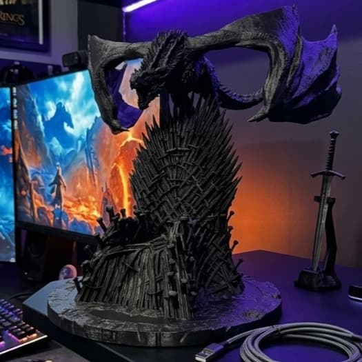 Estatueta Cadeira de Ferro Game Of Thrones Com Dragrão Decorativo Enfeite4
