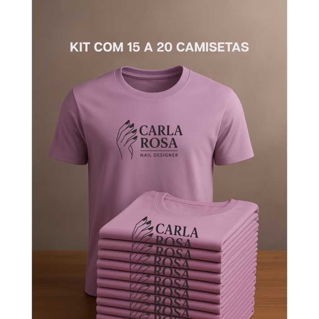 Kit 15 a 20 Camisetas Personalizadas Estampadas • Malha PP, PV ou Algodão • Baby Look ou Tradicional • PP ao G3