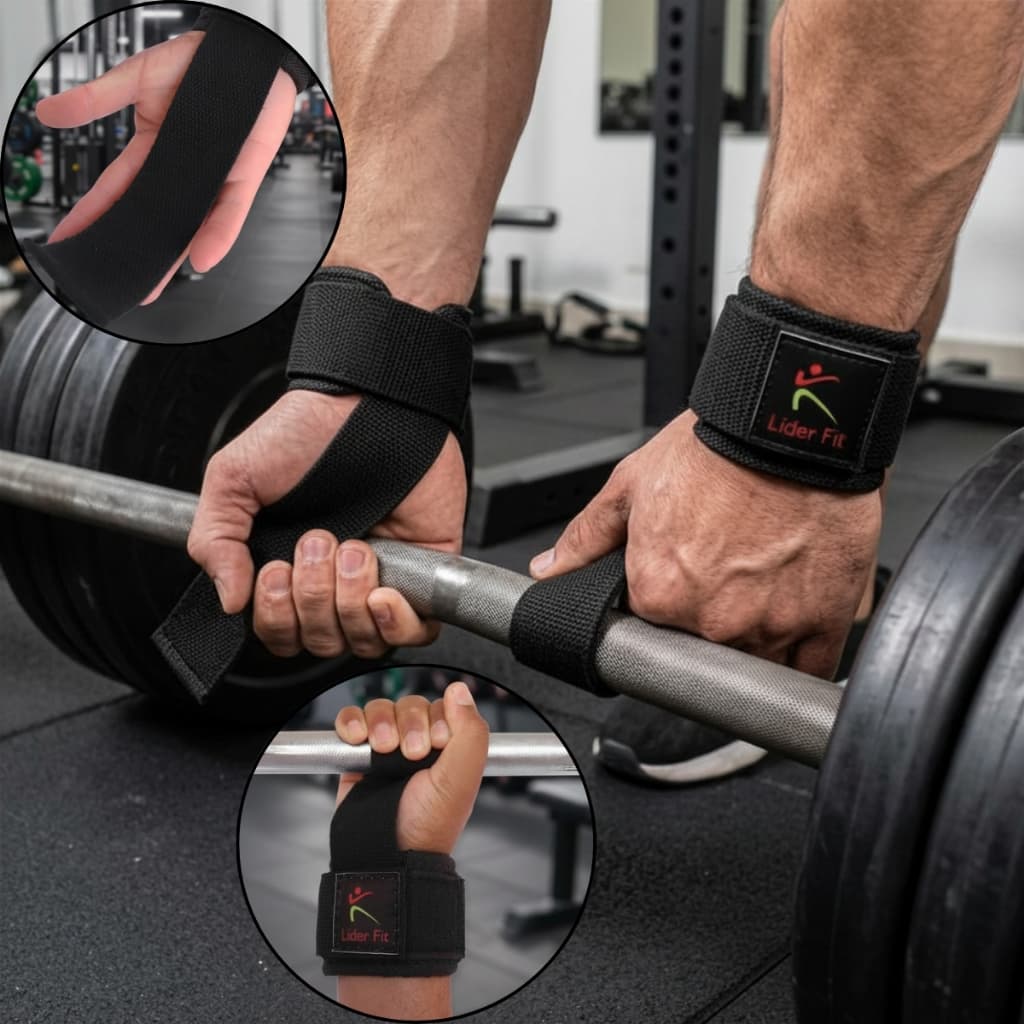 Par De Luva Strap Fita Munhequeira Gancho Para Treinos Musculação Crossfit