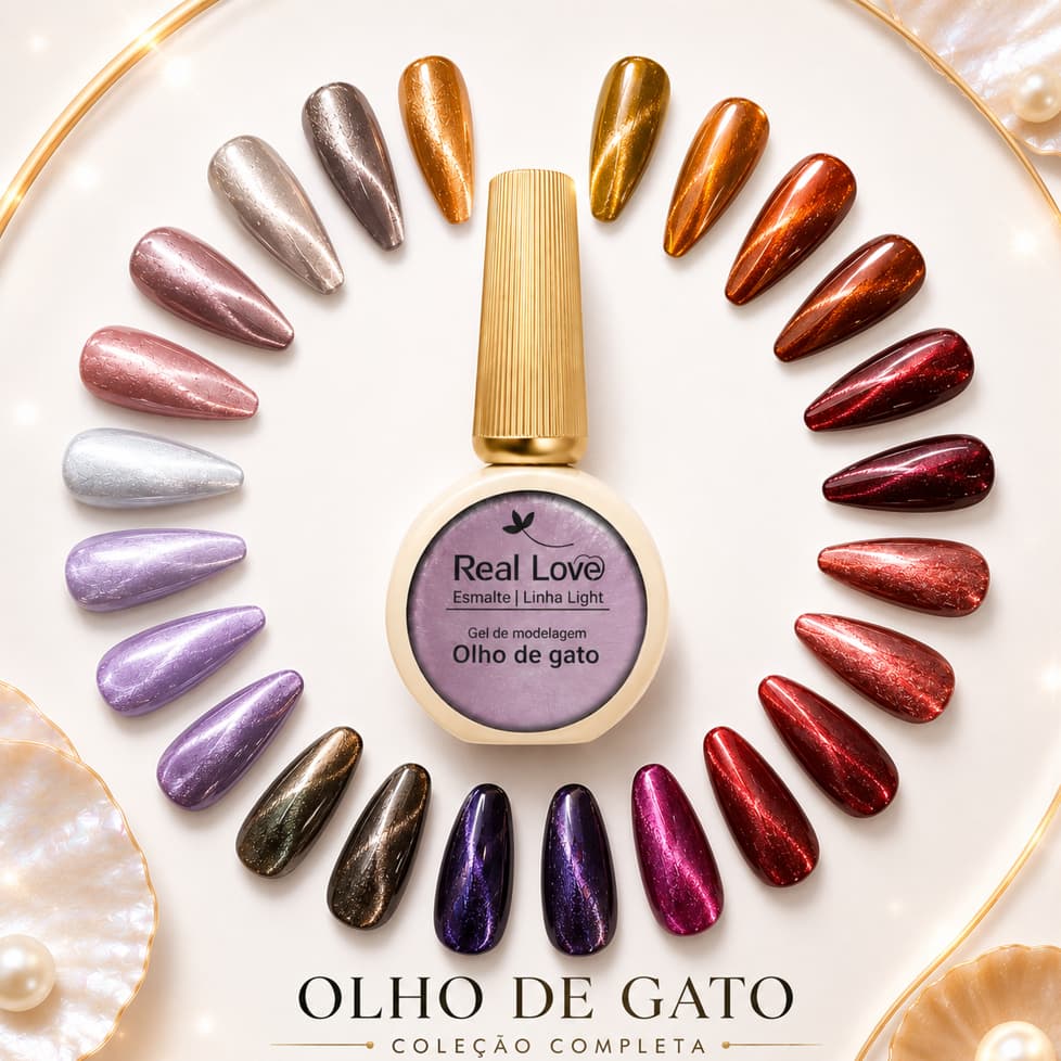 Kit Esmalte em Gel Magnético Olho de Gato 15ml UV LED