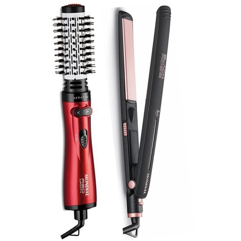 Escova Rotativa Mondial ER-11 P-27 Modela Alisa Rotativa Efeito Salao Menos Frizz Ceramica Jato Ar Frio Quente Secadora