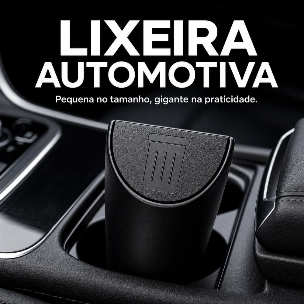 Lixeira Automotiva Veicular Compacta Com Tampa Basculante Porta Lixo Carro