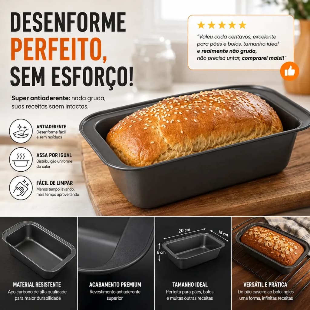 Forma Antiaderente Para Pão E Bolo Inglês De Alta Qualidade Preto