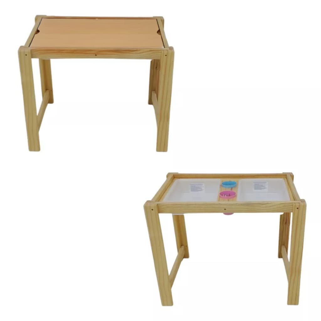 Mesa Sensorial Montessoriana Infantil de Madeira Pinus com Bandeja | Vica Decor