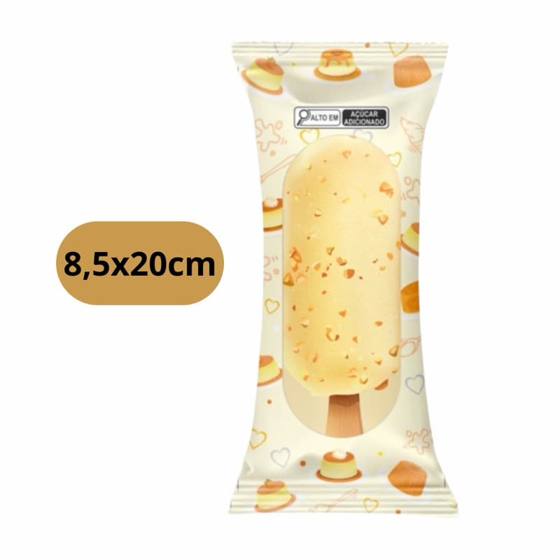 Embalagem para Picole Ituzinho Geladao 8,5x20cm BOPP Visor Transparente Pudim